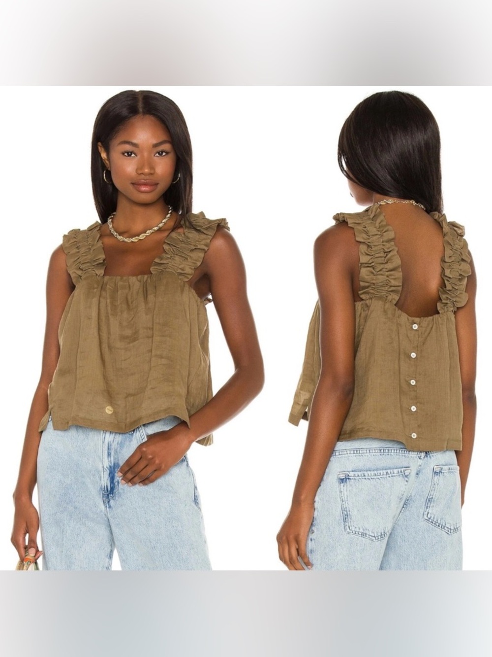 FRAME Ruffle Strap Top